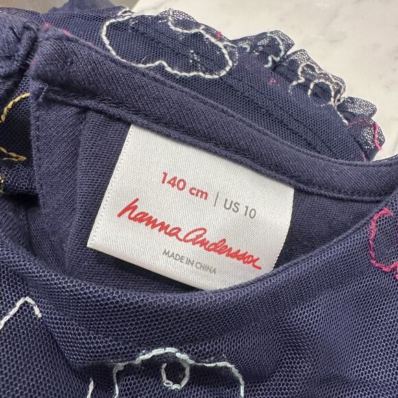 Hanna Andersson Navy Floral Embroidered Dress in Soft Tulle - Picture 6 of 8